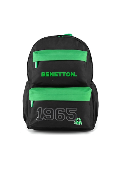 Unıted Colors Of Benetton Erkek Çocuk 1965 Baskılı Çift Ön Cepli Sırt Çantası 12999 Std / Yeşil-siyah Yeşil-siyah