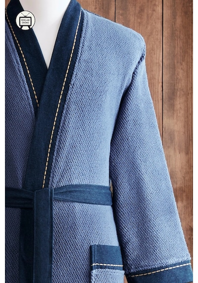 Özdilek Oregon Maskülen Nakışlı Denim Kimono Bornoz Xl - Lacivert Lacivert