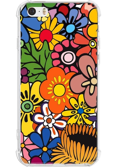 Apple Uyumlu iPhone 5s Retro Color 2 Baskılı Şeffaf Köşe Korumalı Antişok Kılıf