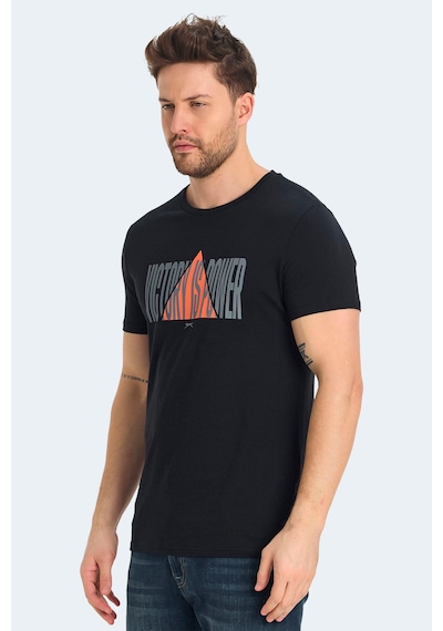 Slazenger  Ravid In Erkek Baskılı Siyah Tişört