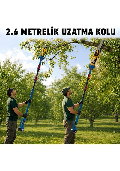 Prohummer Phm008-26m 2.6 Metre Alüminyum Teleskopik Uzatma Kolu 50mm Bağ Makası Ve 20cm Budama Testere