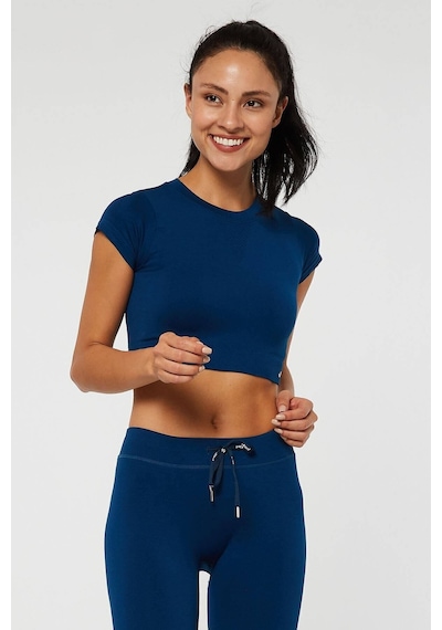 Jerf Captiva Yumuşak Dokulu & Esnek Crop Top Solid Lacivert