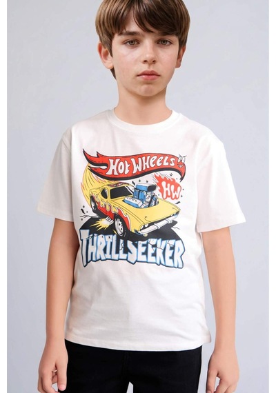 Defacto Hot Wheels Oversıze Bisiklet Yaka Kısa Kollu Ecru Tişört Erkek Çocuk H8313a826hser105 Ekru-er105