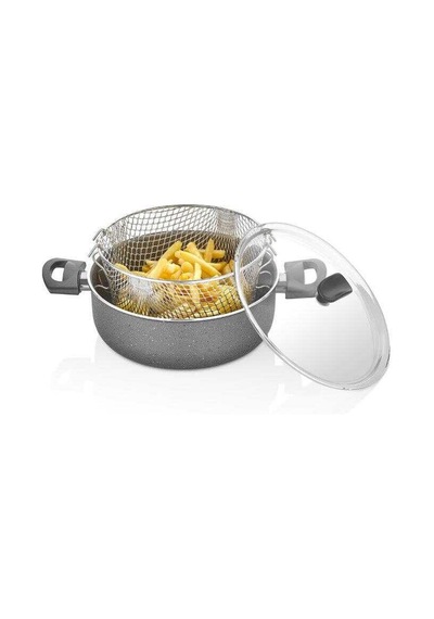 Papilla 24 Cm Granit Cips Fritöz Tencere. Gri