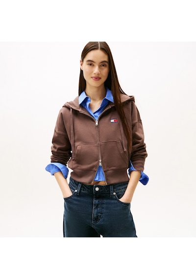 Tommy Hilfiger Bxy Crop Zip Kadın Kahverengi Sweatshirt Dw0dw21976 Kahverengi