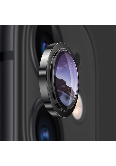 Apple Uyumlu iPhone 11 / 12 / 12 Mini Raze Metal Kamera Lens Koruyucu Siyah