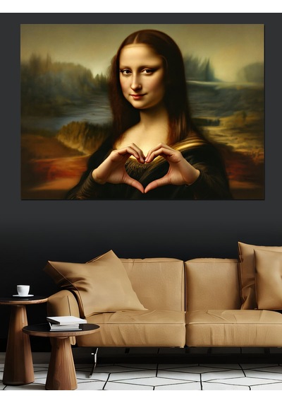 Mona Lisa Kalp Yapan Dekoratif Kanvas - Mdf Ahşap Tablo