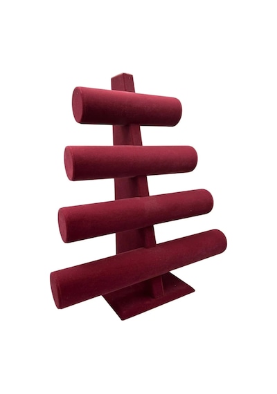 Yerli Üretim Süet Kumaş Bordo Renk Dört Kademeli 38/34 Cm Bileklik-saat Sergileme Standı Çok Renkli