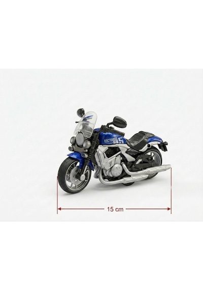 1:12 Ölçek Işıklı Ve Sesli Gerçekçi Detaylı & Çek-bırak Özellikli Oyuncak Motosiklet Mavi