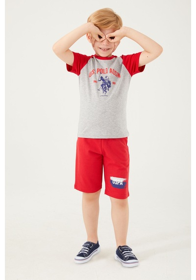 U.S. Polo Assn. Silky Natural Gri Erkek Çocuk Bermuda Takım Gri
