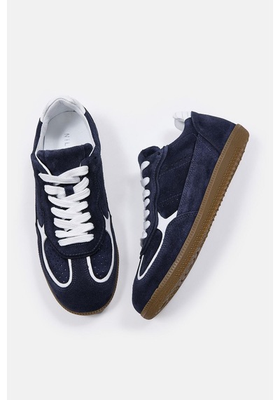 Team Lacivert Süet Hakiki Deri Kadın Sneaker Lacivert