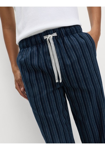 Marks & Spencer Saf Pamuklu Çizgili Pijama Altı T07005128 Lacivert