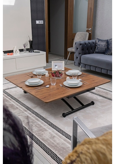 Juppo Üst Tabla Mdf Ceviz Oval Köşe Alt Siyah Dışa Kıvrım