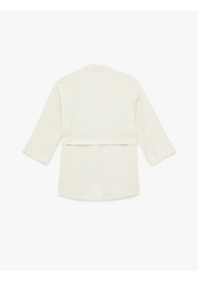 Koton Uzun Kollu Viskon Karışımlı Kuşaklı Kimono Bej 6sak50022uw Ekru