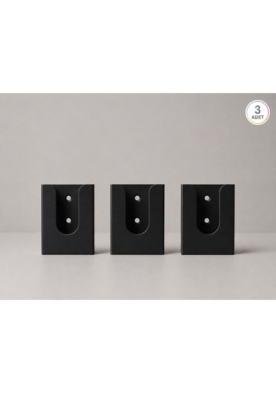 Duvar Tipi Tv Klima Kumanda Askısı. Yapışkanlı Kumanda Tutucu -3 Adet- Duvara Monte, Kumanda Organizeri. 6x3 Cm Siyah