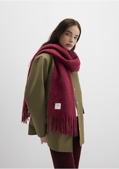 Mavi - Püsküllü Bordo Atkı 1912807-24862 Bordo