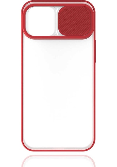 Kilifone - Apple Uyumlu iPhone 12 Pro - Kılıf Slayt Sürgülü Arkası Buzlu Lensi Kapak - Kırmızı