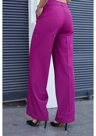 JUMENT Kadın Yüksek Bel Yan Cepli Bol Paça Rahat Kesim Palazzo Kumaş Pantolon-magenta JUMENT Kadın Yüksek Bel Yan Cepli Bol Paça Rahat Kesim Palazzo Kumaş Pantolon-magenta