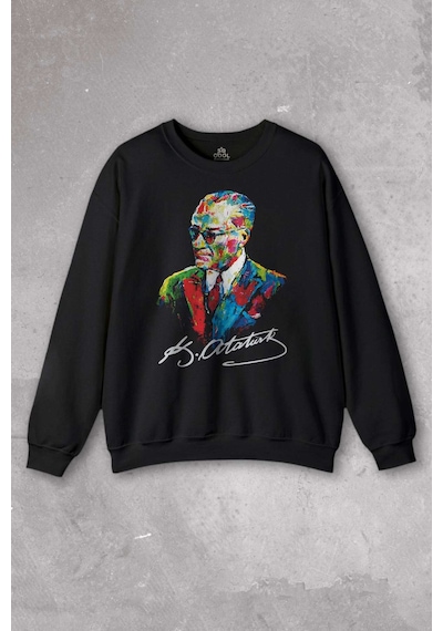So Cool Karizma Gözlüklü Gazi Mustafa Kemal Atatürk Portresi Baskılı Sweatshirt 001