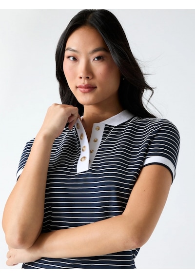 Guess Kısa Kollu Polo Yakalı Alphonsine Çizgili Kadın Çok Renkli Polo T-shirt W6gp17k2946-sb09 Çok Renkli