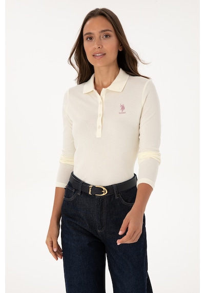 U.S. Polo Assn. Kadın Krem Basic Polo Yaka Sweatshırt 50307755-VR256 U.S. Polo Assn. Kadın Krem Basic Polo Yaka Sweatshırt 50307755-VR256