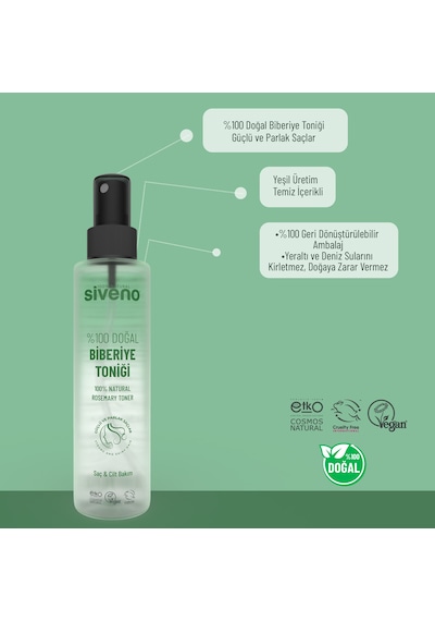 Siveno %100 Doğal Biberiye Suyu Saç Dökülmesi Karşıtı ve Hızlı Saç Uzatma Etkili Saç Toniği 150 ML