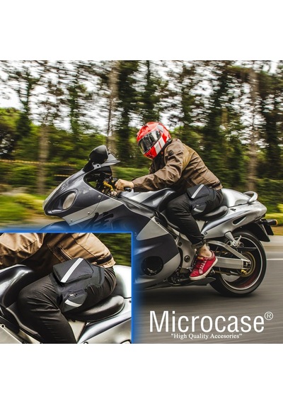 Microcase Su Geçirmez 3 Gözlü Reflektörlü Ayarlanabilir Motosiklet Kurye Bel Bacak Çanta - Al3253 Genel