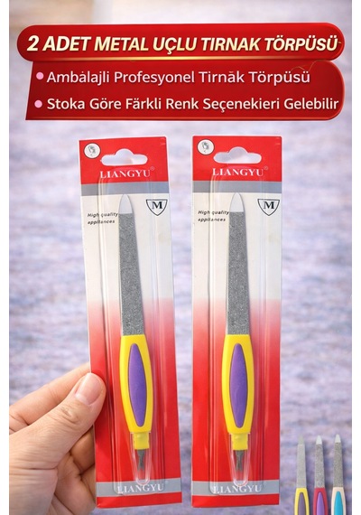 2 Adet Metal Uçlu Tırnak Törpüsü Blister Ambalajlı Profesyonel Manikür Törpüsü