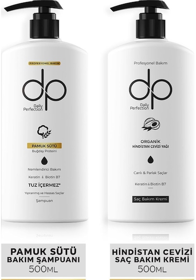 Dp Daily Perfection Şampuan Pamuk Sütü 500 ML & Saç Kremi Hindistan Cevizi 500 ML