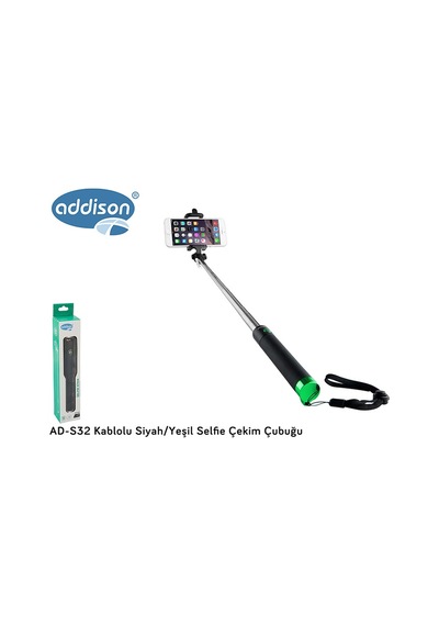 Addison Ad-s32 Kablolu Siyah/yeşil Selfie Çekim Çubuğu