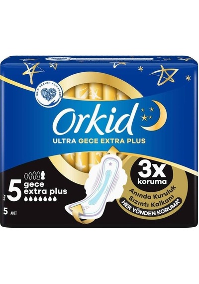 Orkid Ultra Hijyenik Ped Gece Extra Plus No: 5 5'li
