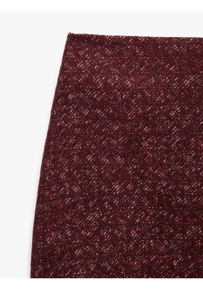 Koton A Kesim Slim Fit Parıltılı Mini Tüvit Etek Bordo 7wak70009ew
