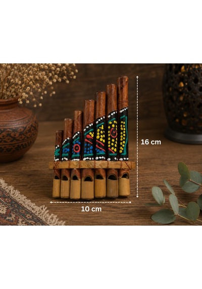 Pan Flüt Bambu El Yapımı Otantik Müzik Aleti Dekoratif Üflemeli Çalgı
