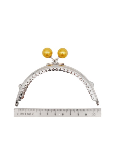 Angel Çanta Aksesuar 10.5 Cm Gümüş Metal Hardal Toplu Oval Cüzdan Klipsi Çanta Bursu Model 2