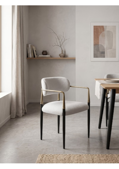 Elegance Kolçaklı Metal Mutfak Sandalyesi Siyah-beyaz