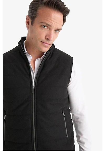 Defacto Slim Fit Dar Kesim Dik Yaka Astarlı Fermuarlı Cepli Mevsimlik Baharlık Yelek D7536AX25AU Bej