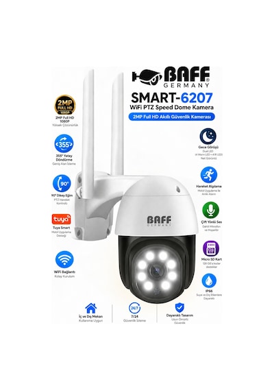 Smart-6207 Wifi Ptz Speed Dome Kamera Tuya Smart 2mp Full Hd Akıllı Güvenlik Kamerası