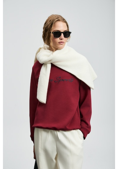 Lufian Ander Kadın Örme Sweatshırt Bordo Bordo 122030018100740 Bordo