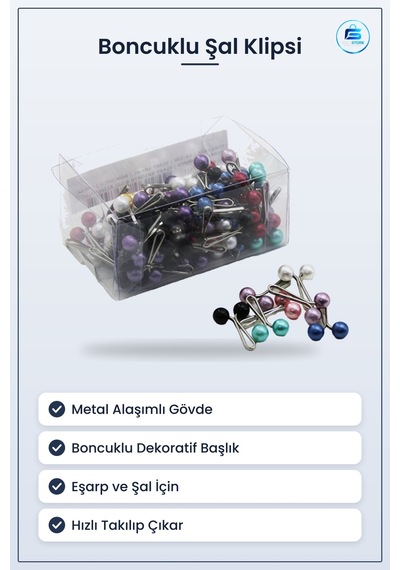 Boncuklu Eşarp Şal Klipsi Metal Alaşımlı Gövde Dekoratif Boncuk B çok renkli