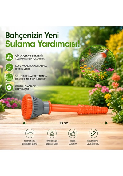 Medalyan Hortum Ucu Kısa El Süzeği Turuncu -gri 18 Cm