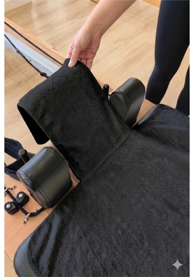 Kaymaz Silikon Tabanlı, Reformer Pilates Havlusu, Ter Emici Bambu Pilates Mat Havlu-siyah Sıyah