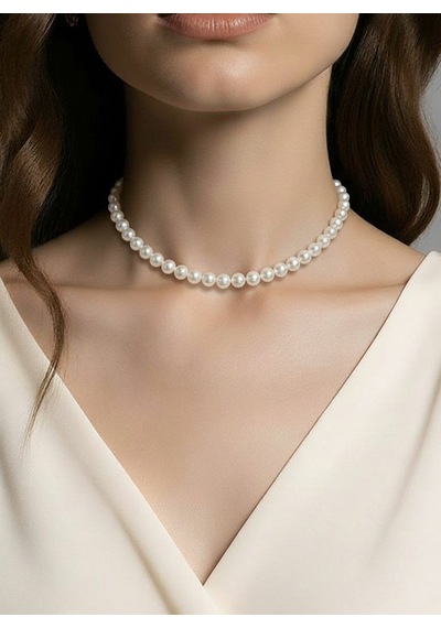 Klasik İnci Choker Kolye Beyaz 83828472