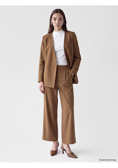 Lcw Modest Bej Kruvaze Yaka Kadın Blazer Ceket