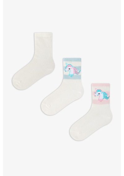 Penti Kız Çocuk Unicorn Lines 3'lü Tenis Soket Çorap