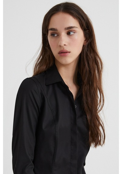Stella Pulvis Siyah Slim Fit Gömlek Desenli
