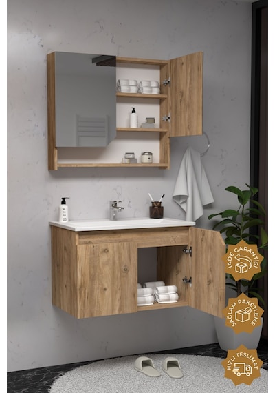Teta Home Napoli 65 Cm Mdf Banyo Dolabı Seti Atlantik Çam Atlantik Çam