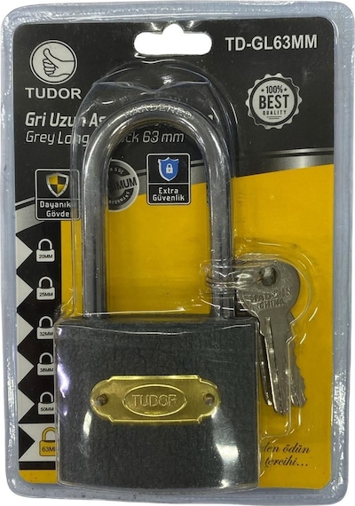 Tudor 63 Mm Uzun Gri Asma Kilit