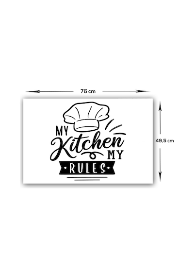 Decorita My Kitchen My Rules  Cam Ocak Arkası Beyaz Fon 49,5x76cm
