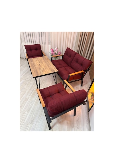 Houseart Gül Metal Bahçe Koltuk Takımı 2+1+1 Masalı Balkon Teras Cafe Oturma Grubu Bordo Houseart Gül Metal Bahçe Koltuk Takımı 2+1+1 Masalı Balkon Teras Cafe Oturma Grubu Bordo