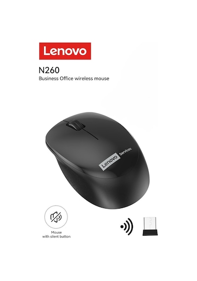 N260 Sessiz Kablosuz Mouse Siyah Usb Alıcılı Pil Dahil 870042253